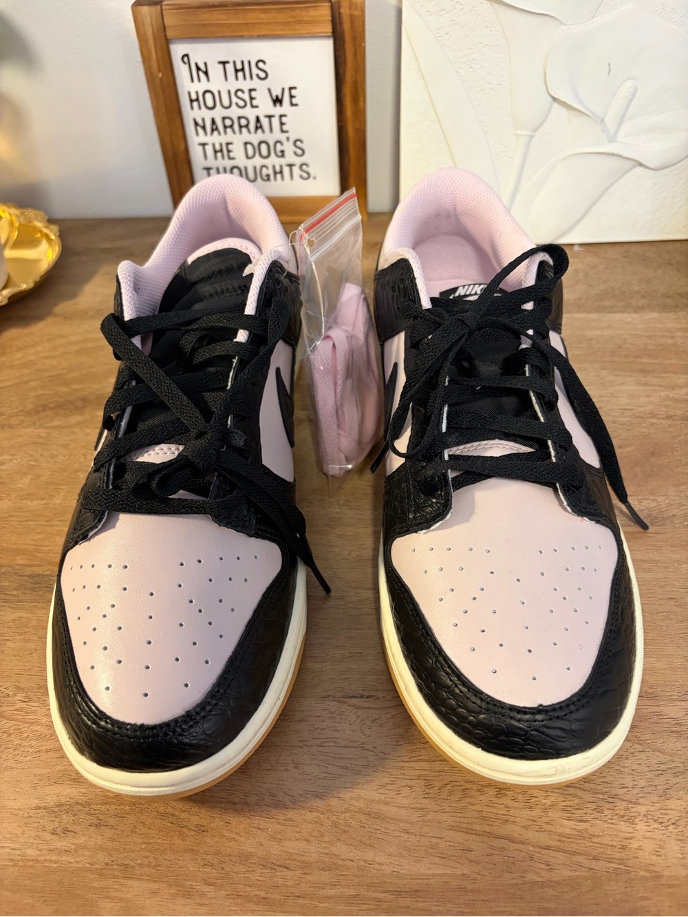 Nike Dunk Low Black Platinum Violet Croc Pink Foam Sneakers Men’s 10.5